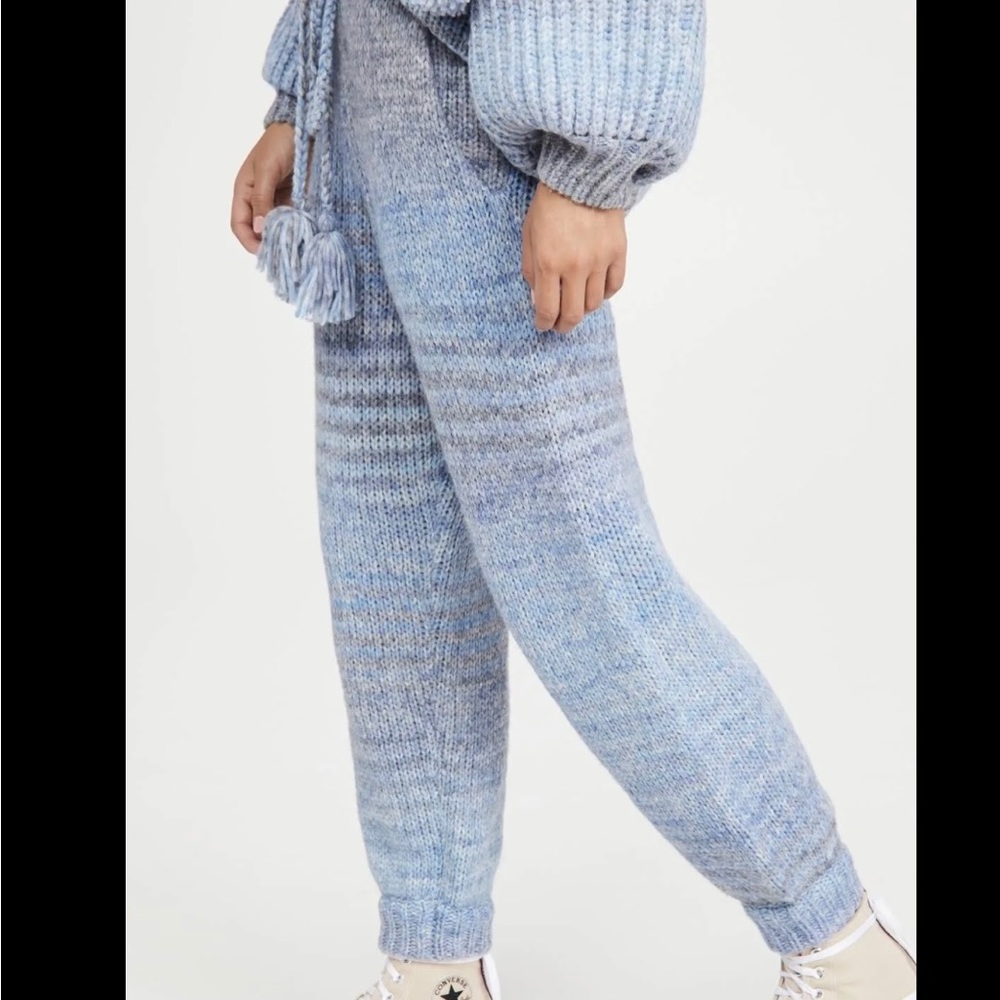 LoveShackFancy Wool Blossom Pant in Blue Horizon Women's Size M with tags